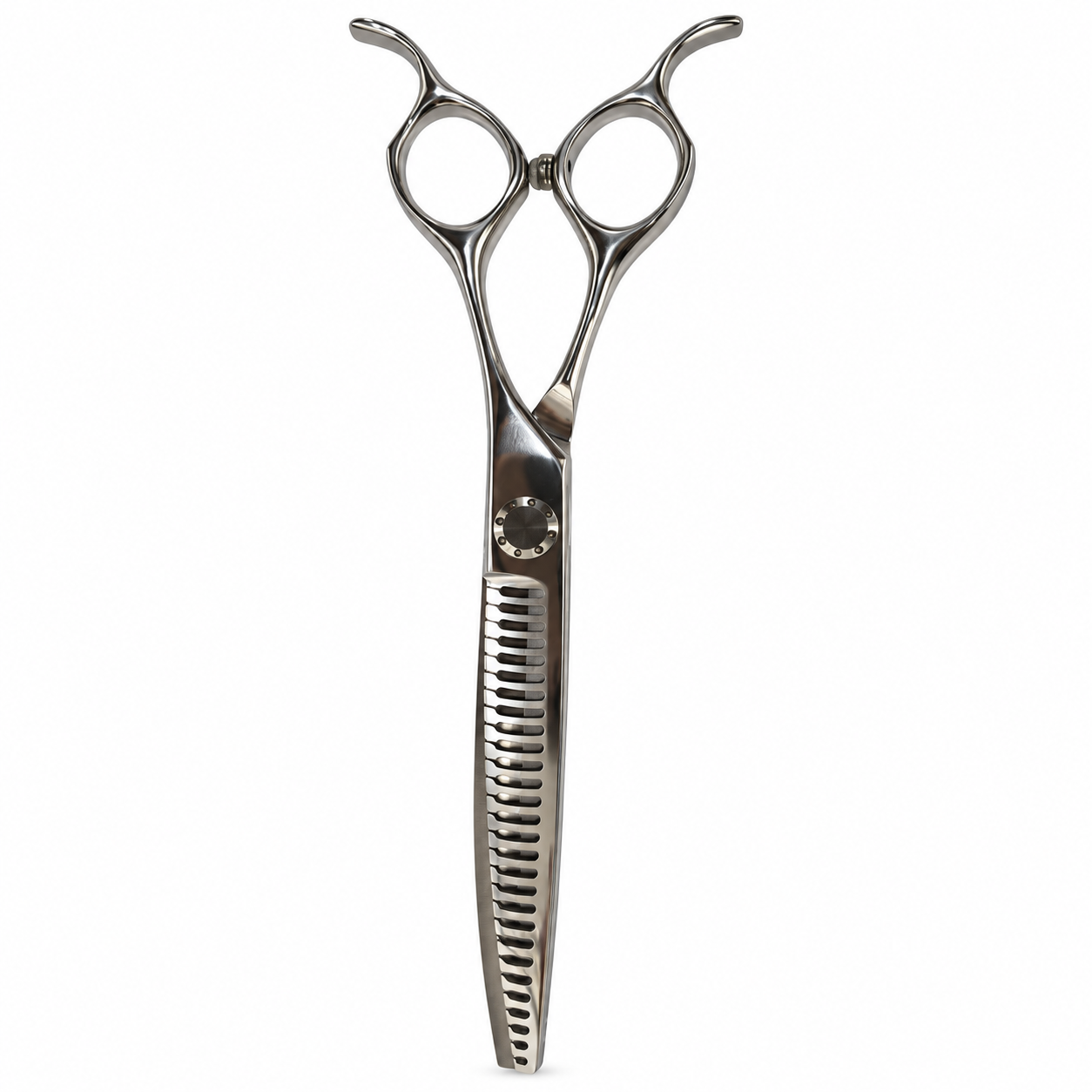 Silver 440C reversible straight chunker shears on a white background